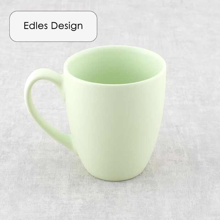 Large Coffee Mug Set – Coffee Cups made of high-quality and sturdy ceramic, large handles, large mugs (Pale Blue, Set of 6)