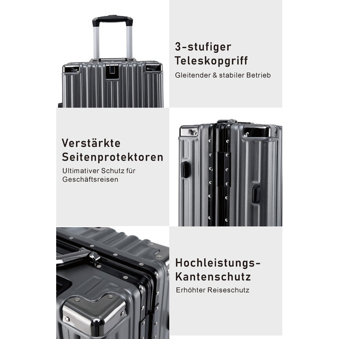 Валіза Aoliwei 67 см, жорсткий корпус з полікарбонату, 65 л, з підстаканником та TSA-замком, 4 колеса, сіра (розмір S)