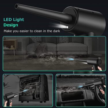 Електричний пилосос-бластер VANBAR для чищення клавіатури, диванів, авто та офісної техніки. Акумулятор 7600mAh, 3 швидкості, USB-зарядка, щітка.