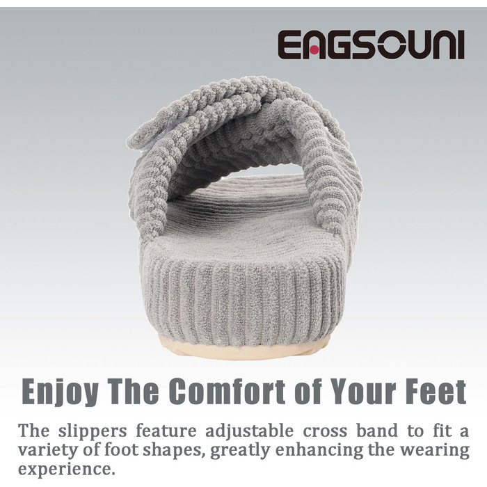 Жіночі домашні тапочки з Memory Foam, сірі. Зручні тапочки з перехресними ремінцями для дому та сну. Антиковзаюча підошва, розмір 37/38 EU