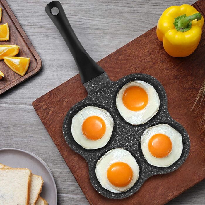 Haofy Egg Pan, 4-Hole Egg Burger Pan, Non-Stick Breakfast Omelette Pancake Pan for Electric Ceramic Stove, Not Available for Induction Cookers