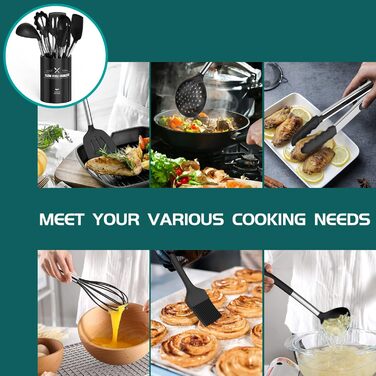 Набір кухонного посуду Umite Chef 15 предметів, силіконовий, термостійкий, антипригарний, без BPA, з нержавіючою ручкою – лопатка, ложка, щипці, вінчик