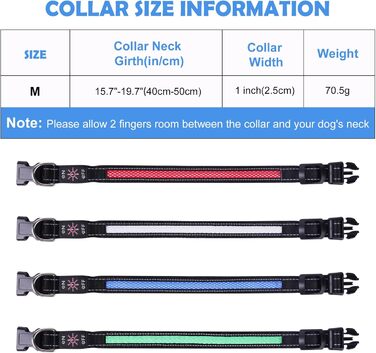 Світлодіодне нашийник для собак AUAUY, USB-зарядка, водонепроникний, регульований, 6 кольорів, розмір S (11.8-15.7'/30-40 см), колір: блакитний