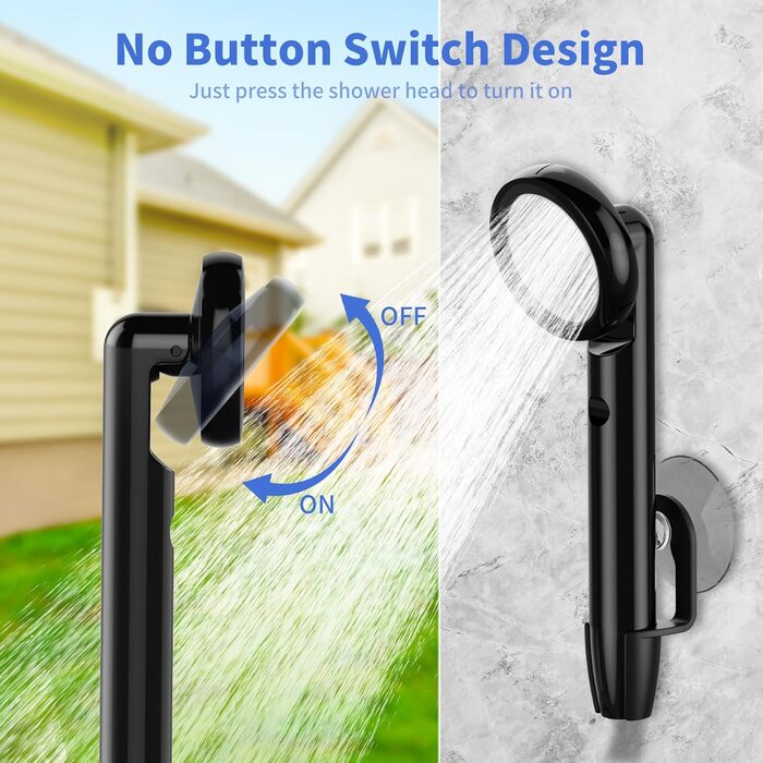 Portable Camping Shower with Pump - Rechargeable Battery Camping Shower Set with 1.8m Hose - Camping Shower Set for Garden, Camping, Car Washing, and Pet Washing (Digital Display)
