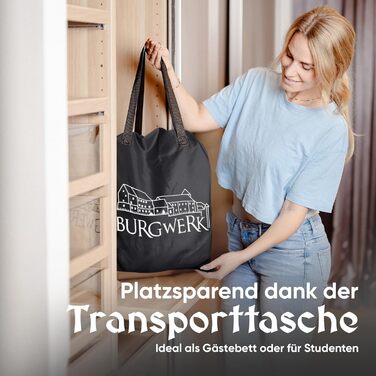 Надувне ліжко 3-в-1 | Гостьове та кемпінгове ліжко | Надувна матрац з електропомпою 150x200 | Самостійно надувна повітряна матрац (1 особа, Чорний/Антрацит)