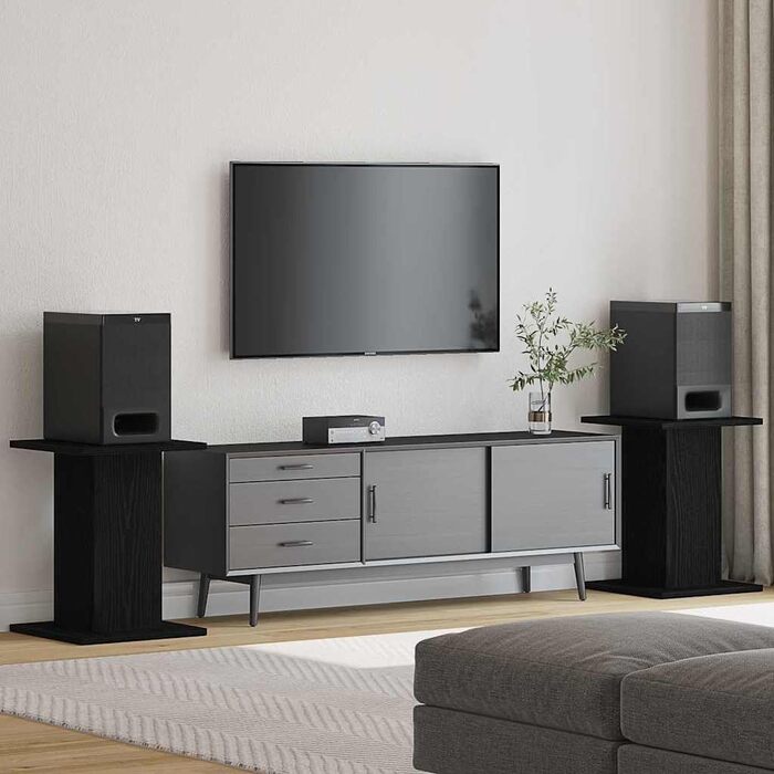 Підставка для акустики vidaXL, 2 шт., дерев'яна, чорна ельха, 30x30x40 см, для Hi-Fi, домашнього кінотеатру, покращений звук