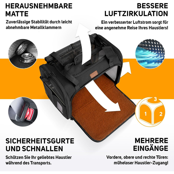 Транспортна переноска для кота/собаки: переноска для маленьких собак та котів (колір: коричневий, розмір: 51x36x33 см)
