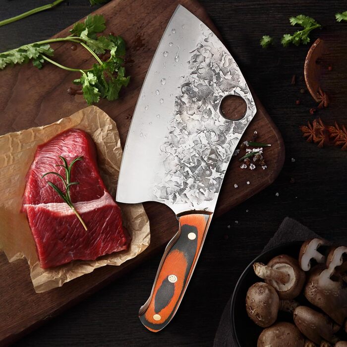 Турецьке м'ясницьке ніж Kitory 18 см: для м'яса та кісток, з ергономічною ручкою Pakkawood, модель HS09DE