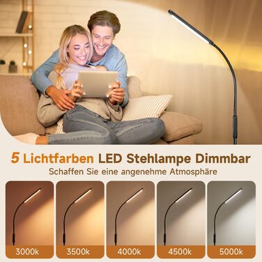 LED лампа настільна для роботи та навчання, 15 режимів, денне світло, 1000LM, регулювання яскравості, багато кольорів