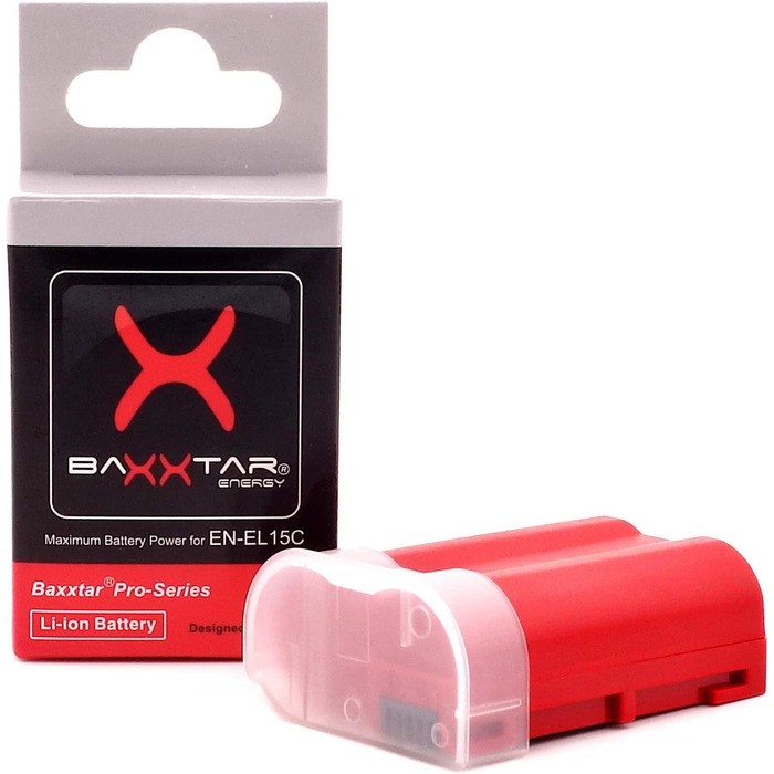 Акумулятор Baxxtar EN-EL15c 2600mAh з зарядним пристроєм Dual (LCD USB-C Micro-USB) для Nikon Z5, Z6 II, Z7 II, Z8, D500, D600, D610, D750, D780, D800, D810, D850, D7000, D7100, D7200, D7500, сумісний з EN-EL15b, ENEL15, EN EL15