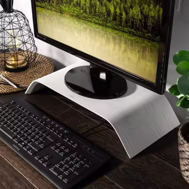 Kalibri Screen Wooden Stand TV Stand - Computer Desk Desk Riser Monitor Stand Bench - White Oak Desk Riser