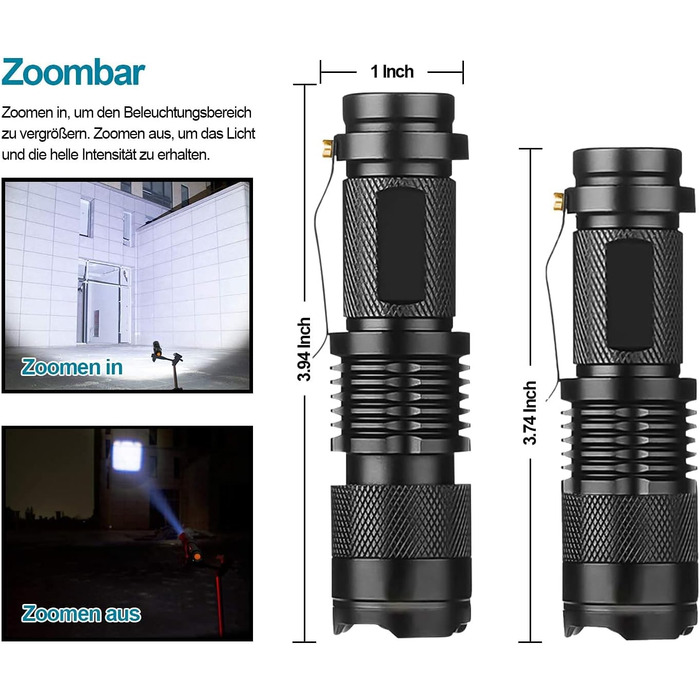 Дитячий ліхтарик Mini LED з регулюванням фокусу, 3 режими, водонепроникний, 2 шт. - ідеальний подарунок для риболовлі, походів та кемпінгу