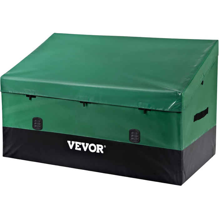 VEVOR Зовнішня коробка для зберігання 147x86x108 см, водонепроникна PE, садова скриня для подушок, для басейнів, дворів, гаражів, зелено-чорна