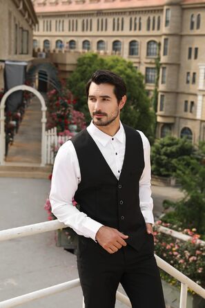Чоловіча класична жилетка Allthemen Slim Fit з V-подібним вирізом для костюма, весіль та бізнесу, чорна, розмір L