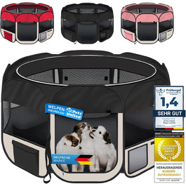 All Pets United Playpen - Large Pet Enclosure for Dogs, Cats, Rabbits & Small Animals - Indoor/Outdoor Use (Black & Beige)