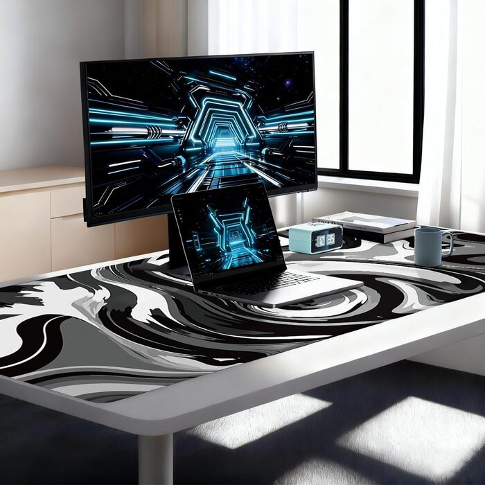Ігровий килимок для миші Rcege Black & White Abstraction, 1000x500 мм, протиковзкий з прошитими краями