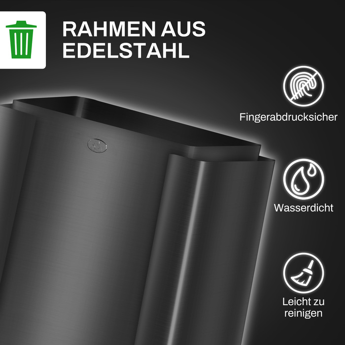 HOMCOM 3 x 15L Step Trash Can with Lid and Foot Pedal, Stainless Steel Waste Bin with Inner Bucket for Living Room & Office, 61.9 x 36.6 x 43.2 cm