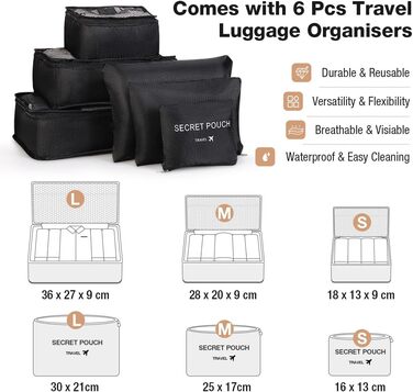 Сумка-органайзер для подорожей 2в1 для жінок, велика складана дорожня сумка Weekender з 6 органайзерами для одягу та відділенням для взуття, спортивна сумка для авіаперельотів, ручна поклажа, чорна (4.beige, 50L)