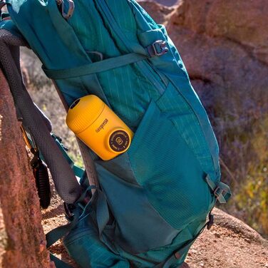 WACACO Nanopresso Portable Espresso Machine, Upgrade Version of Minipresso, 18 Bar Pressure, Small Travel Coffee Machine, Without Protective Case, Manual Operation, for Camping and Hiking, (Yellow)