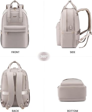 Жіночий рюкзак LOVEVOOK, 17.3 дюйми, з відділенням для ноутбука, для подорожей, роботи, навчання, чорний/сірий