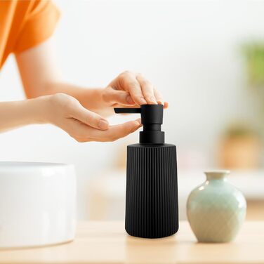 Дозатор мила скляний чорний матовий, дозатор для миття посуду, для кухні та ванної кімнати, з помповим механізмом (1 шт., чорний)