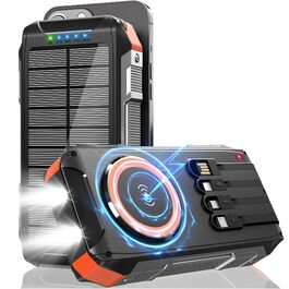 Сонячний Power Bank 26800mAh з 4 кабелями, 30W, Магнітний, USB-C, 7 портів, Ліхтар, для телефону, планшета, кемпінгу