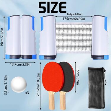 Знімний стіл тенісний набір: сітка, регульована, портативна, для столу, офісу, їдальні