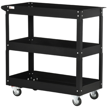 DURHAND 3-Tier Tool Cart with 4 Wheels, Steel, 33