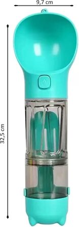 Подорожній набір для собак: миска, пляшка та диспенсер для корму (350 мл, блакитний)