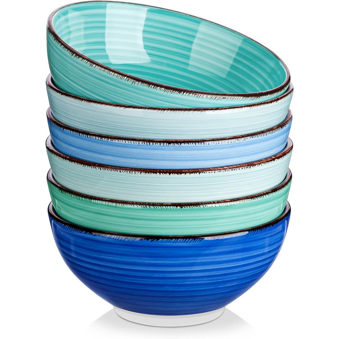 Vancasso Soup Bowls, Stoneware, BONITA 6-Piece Bowl Set, Salad Bowl, Pasta Bowls, Bowl Set