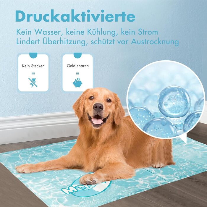 Pawtasy Cooling Mat for Dogs and Cats, Cooling Pad for Dogs, Non-Toxic Gel Cooling Cushion, Self-Cooling Dog Cooling Mat for Pets, Cooling Dog Mat - M (120 x 80 cm)