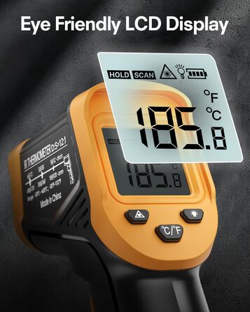 Інфрачервоний термометр Eventek -50°C до 600°C. Безконтактний цифровий лазерний термометр з підсвічуванням екрану. Для кухні, гриля, охолодження, промисловості. Базова комплектація