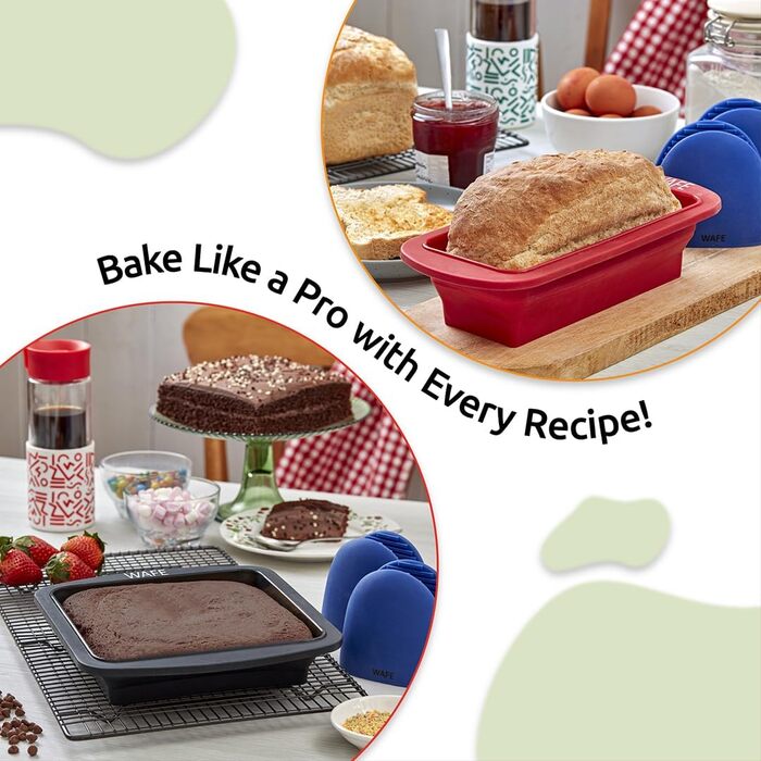 Силіконова форма для випікання WAFE BakeMate, складна, антипригарна, харчовий силікон, для хліба та кексів, 2 шт.