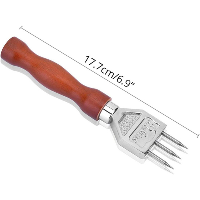 4X Ice Pick - Wood Chopper with Solid Wood Handle, Ice Crusher with Three 304 Stainless Steel Tips for Cocktail Barista