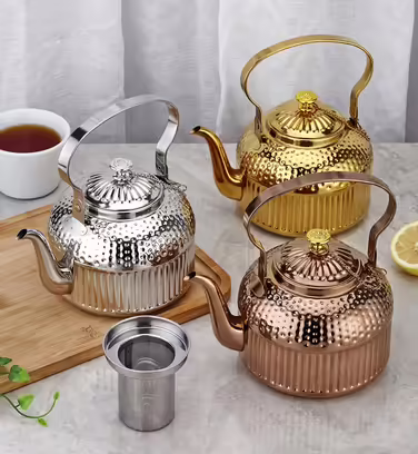 Чайник SANQIAHOME 1,4 л із нержавіючої сталі з фільтром, для індукції, мідний колір, 1500 мл