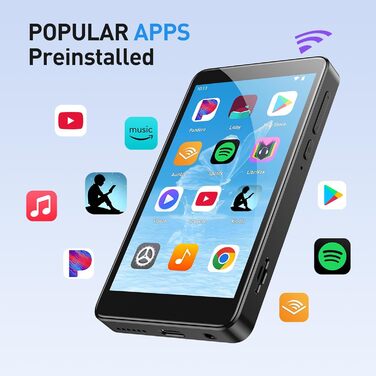 MP3 плеєр AGPTEK з Bluetooth та Wi-Fi, Android 14, 4