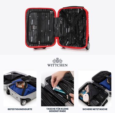 Валіза на колесах Wittchen Groove Line L, велика, чорна, з ABS-пластику, з кодовим замком, 4 колеса, для авіакомпаній Lufthansa/Eurowings/Ryanair