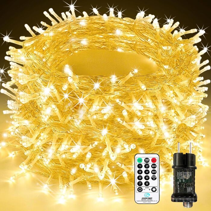 LED гірлянда на батарейках для вулиці, 100 LED, з пультом, таймером, 8 режимів, IP65, тепле світло, 80 м, для декору саду, вечірки, весілля, Нового року