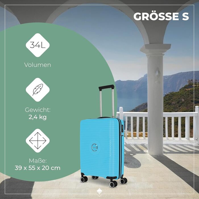 Валіза Travelite ORBITA, середній, розширювана, 67 см, 68-78 літрів, турквіс (колір), з TSA замком та міцною оболонкою