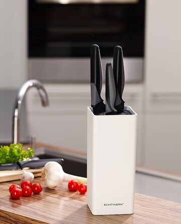 Echtwerk Universal Knife Block, Knife Holder, Kitchen Knife Organizer, practical knife stand, space-saving knife storage with brush insert, flexibly configurable, red, 30 cm