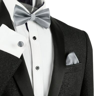 Набір аксесуарів для чоловіків Alizeal: краватка-метелик, запонки та хустинка (світло-сірий)