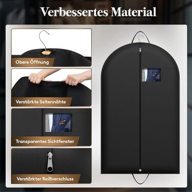 Чохли для одягу Lifewit 100x60 см (3 шт) – для костюмів, піджаків, блейзерів. Захисний мішок для одягу з мішком для взуття, 120 GSM, для подорожей та зберігання.