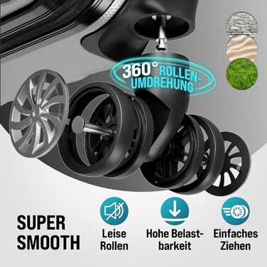 Набір валіз Monzana® 3шт (зелений) M-L-XL з замком, органайзером та вагами - зручні ручки, подвійні колеса, підставка, тріліон, дорожній валіз, валіза з жорстким корпусом, набір валіз, тріліонний набір (срібло)