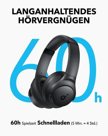 Soundcore Q11i Бездротові навушники-маніжки Anker з глибокими басами, 60 годин відтворення, Hi-Res Audio, знімні амбушури, Multipoint-з'єднання, чорний