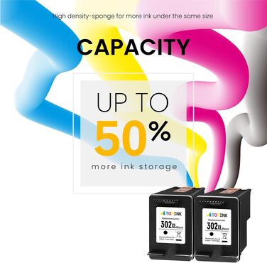 Картриджі HP 302 / 302XL чорні (комплект 2 шт.) для OfficeJet 5230, 5220, 5232, 3830, 3831, 3833, DeskJet 3630, 3636, 3639, Envy 4520, 4524, 4525, 4527