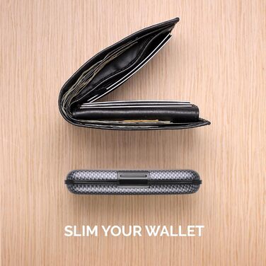 Алюмінієве картхолдер ÖGON -DESIGNS Smart Case Stockholm V1 з RFID захистом, компактний гаманець з ефектом карбону