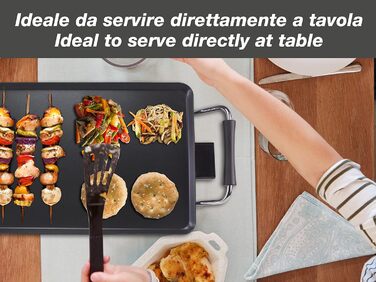 BEPER Electric Grill with Glass Lid - Non-Stick Coated Grill Plate, Stainless Steel, 1800W