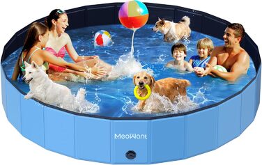 Meowant Foldable Dog Pool, Dog Bathtub, Splash Pool Large Thickened PVC, Extra Large Outdoor Foldable Kids Pool, Portable Non-Slip Dog Splash Pool, No Pump Required (272 x 50 cm) (305*50cm)