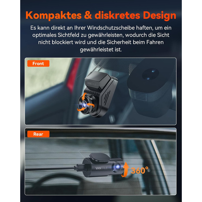 Відеореєстратор VANTRUE S1 Pro 2.5K + 1080P, GPS, WiFi, STARVIS, Паркування, Нічний режим, G-сенсор