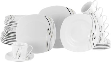 CreaTable Серія Amelie Piazza: 12-частинний набір посуду на 6 осіб з порцеляни, для миття в посудомийній машині та використання в мікрохвильовці